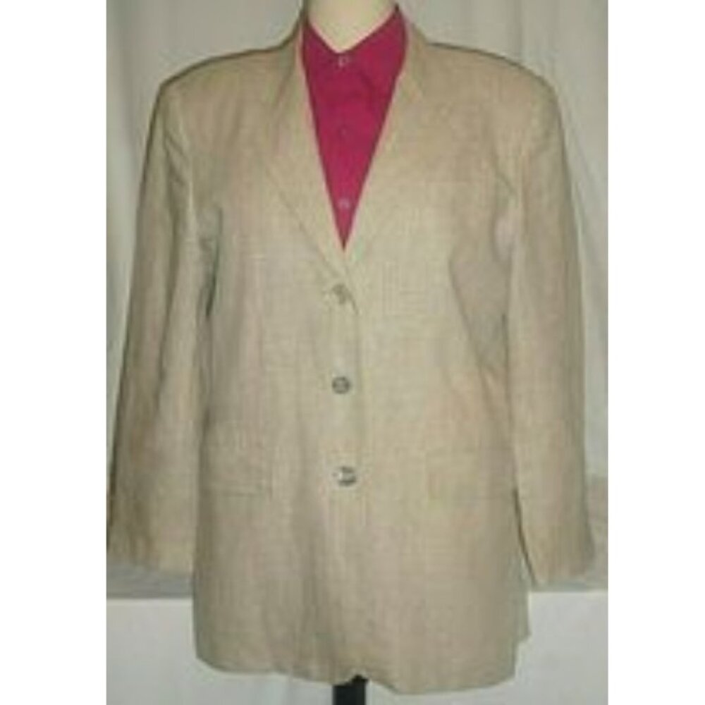 LINEN lined 2 pocket career blazer Sz 12